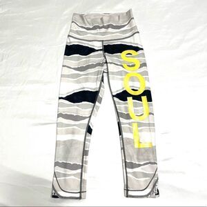 Lululemon Soul Cycle Cropped Leggings Gray and White Yellow Soul Size 4